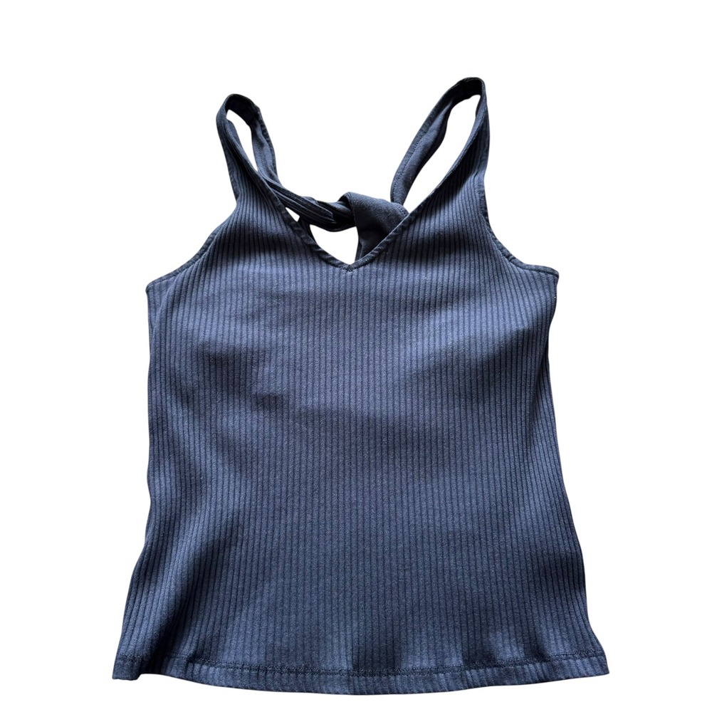 Old Navy Tank Top Womens Medium Blue Good Ribbed Twist Back Shelf Bra